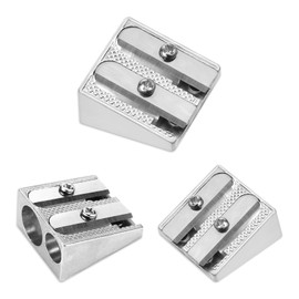 3PCS Pencil Sharpener,Pencil Sharpener for Kids,Metal Pencil Sharpener with 2 Holes,Carpenters Crayon Makeup Lip Eyeliner Pencil Sharpener for Home School Office Stationery