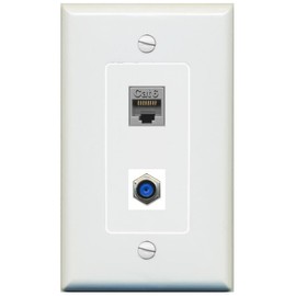 RiteAV 1 Port CAT6 1 F81 Jack Coupler Female-Female Decorative Wall Plate [Gray]