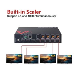 AV Access HDMI Matrix Splitter Switch 4x4 4K@60Hz 4:4:4 HDR Dobly Vision, Audio Extraction SPDIF 5.1CH, Downscaler, Web UI Control, Power-Off Memory, HDMI 2.0 HDCP2.2 IR Remote API RS232