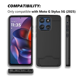 Teelevo Wallet Case for Moto G Stylus 5G (2025), Protective Case with 2-Card Storage and Kickstand for Moto G Stylus 5G (2025) - Black