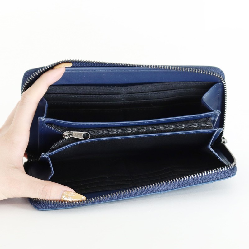 LogoSpark Men's Long Wallet, Round Zipper, Slim, Embossed, Embossed, Children,