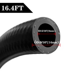 Fitvell 5/16 Inch ID Fuel Line Hose 16.4FT NBR Rubber Push Lock Fuel Hose 300PSI for Automotive Fuel Systems Engines