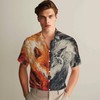3D Pattern Print Shirt with Fox and Wolf Design Unique