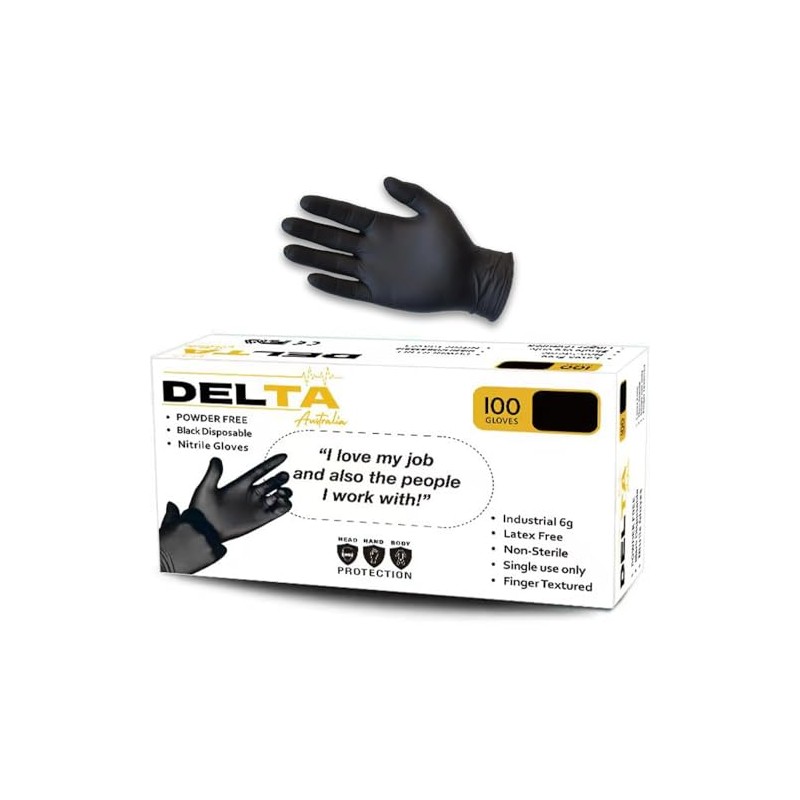 Delta Industrial Powder Free Nitrile Gloves 6gm, Disposable, Food Safe,