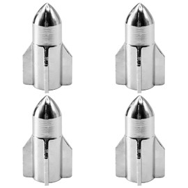 TCPENG® 4PCS Metal Tyre Valve Caps, Rocket-shaped Universal Stem Dust Covers for SUV, Cars, Bike, Motorcycles, Trucks, Heavy-Duty, Airtight Seal, Screw-On, Easy to Operation (4 Pack) (Silver_4pcs)