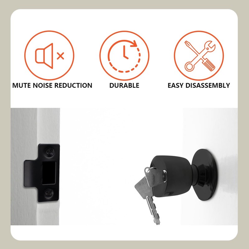 Bwintech 3 Pcs 65mm Steel Black Tubular Latch, Premium Mortice