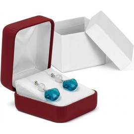 Prestige & Fancy Premium Leatherette Earring Gift Box | Small Earring Jewelry Box | Elegant Earring Gift Box for Studs | 2.12 x 1.75 x 1.37 Inches Jewelry Box for Earrings (Burgundy)