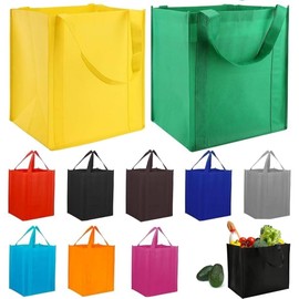 Reusable Shopping Bags, Heavy Duty Grocery Tote with Handles, 45 Pound Capacity, 10-Pack