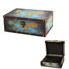 LIKEUDO Wooden Decorative Jewelry Storage Box with Map Pattern Treasure Chest PU Cover(23cm*16.5cm*9.5cm)