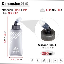 Azarxis TPU Folding Water Bottle Collapsible Soft Flask BPA-Free for Hydration Pack - Ideal for Trail Running Hiking Cycling Climbing Outdoor Sports (250ml/8.45oz - 2 Pack)