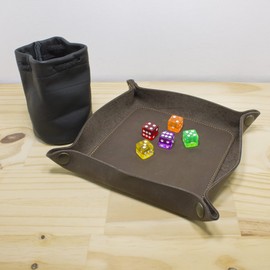 Vide Poche - Plateau à Dés - Fait à la Main - Véritable Cuir (Chaos)