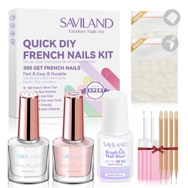 Saviland French Maniküre Set: 100 Stück French Tip zum Aufdrücken