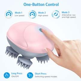 Olipiter Upgraded Handheld Cat Massager Dog, Electric Pet Massager, with 4 Massage Heads, Cat Head and Back Scratcher for Relieving Tight Stiffness Muscles, Promote Bonding (Pink)