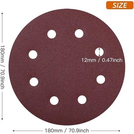 180mm Sanding Discs 60/100/150/240/320/400 Grit, 30Pcs Hook and Loop Sander Disc, 7Inch 8 Holes Sandpaper Sheet for Drywall Sander Long Neck Sander