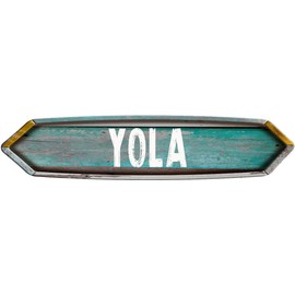 YOLA Double Pointed Ends Teal Weathered Painted Wood Look Decal Bumper Sticker for use on Any Smooth Surface