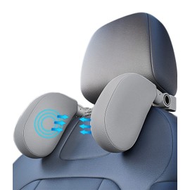 JOFLVA Headrest Car Children, Car Headrest Neck Support Children, 180 Degree Adjustable Breathable Leather Neck Pillow Children and Adults, Quick Installation Travel Sleeping Pillow Headrest