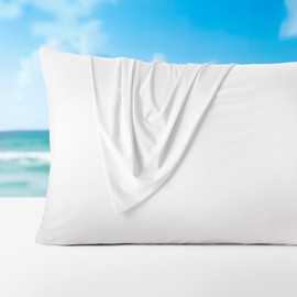 SLEEP ZONE Nanotex Cooling Pillowcases - 2 Pack, Silky Pillow Cases for Hair and Skin, Breathable Bedding for Summer and Hot Sleepers, Zippered Pillow Covers(White, King)