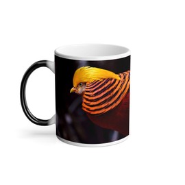 Thermoreagierende Tasse Magische Tasse – Goldfarben Wildleben seltener Vogel – 325 ml