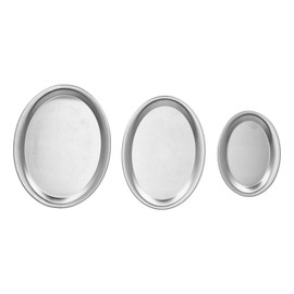 3pcs Stainless Steel Dessert Tray Mirror Polishing Process Snack Jewelry Display TraySilver
