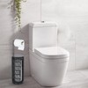 Black Freestanding Toilet Paper Holder with Storage,3 Rolls of Tissue