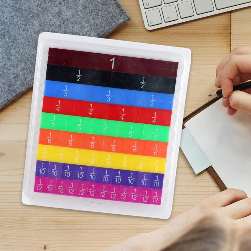 Milageto 51Pcs Rainbow Fraction Tiles, Fraction Bars Math Manipulatives, Fraction