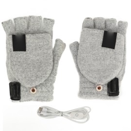1Pair USB Heated Gloves Adjustable Temperature Electric Heated Gloves for Ski Hiking Cycling 5V Gray