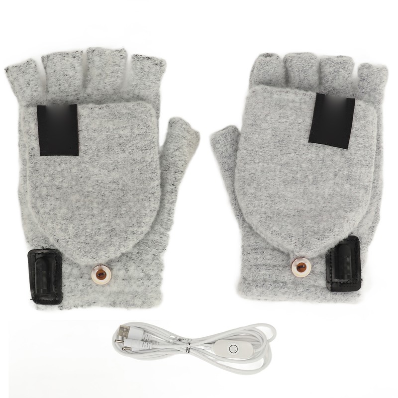 1Pair USB Heated Gloves Adjustable Temperature Electric Heated Gloves for
