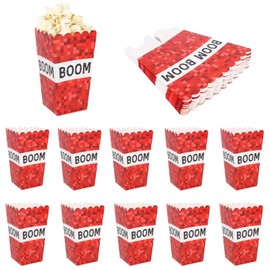 SAVITA 24pcs Pixel Popcorn Boxes, Pixel Theme Popcorn Goodie Bags Boom Candy Snack Food Party Favor Containers Bucket Holder Birthday Party Supplies Decorations for Home