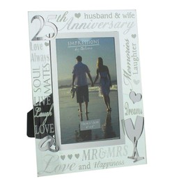 Juliana Silver 25th Wedding Anniversary Mirrored Photo Frame