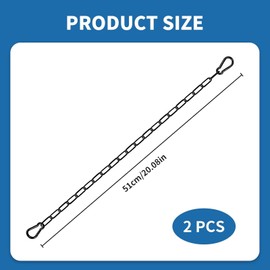 Asheyya 2PCS Stainless Steel Chain, 20 Inch Gate Chain Lock with Both-Ended. Security Door Chain Link for Outdoor Fences, Pet Cages, Cow Corral Supplies(Black)