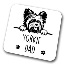 Yorkie Dad Coaster Pet Present Yorkshire Terrier Dog Mum Dad Friend Joke Funny Gift Birthday Christmas, Hardboard Coaster