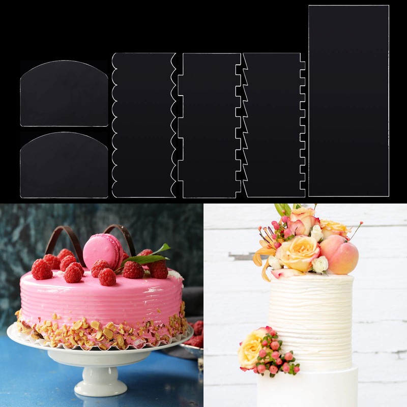 Patelai 6 Pieces Acrylic Cake Scraper Smoother Clear Cake Decorating