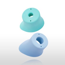 Fullicon 2-Pack Eye Drop Guide for Seniors, Soft & Reusable Eye Drop Dispenser for Elderly, Fits Most Eye Drop Bottles, Easy Eye Dropper Aid with Light Points for Accurate Application (Blue & Green)