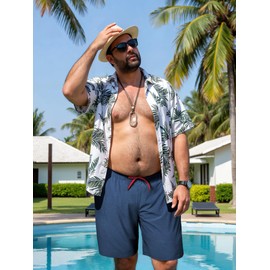 Arcweg - Bañador grande y alto para hombre, pantalones cortos de secado rápido con forro de compresión y bolsillos con cierre (2X-6X), Azul marino, 3X-Large Big Tall