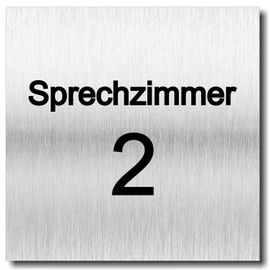 Door Sign "Sprechzimmer 1 2 3 4 UV Print 12 x 12 cm - 3 mm Aluminium Composite - Made in Germany - Item No. 2071 (Sprechzimmer 2)