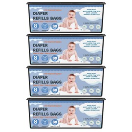 Diaper Pail Refills Bags with 30 Bags Compatible with Genie Easy Roll Signature Diaper Pails and Platinum Diaper Pails, Lasts Up to 8 Months, 7-Layer Odor-Barrier Technology, 4 Pack (120 Bags)