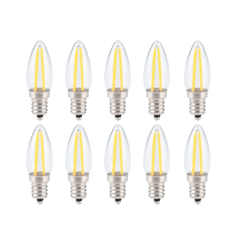 10Pcs E12 Long Filament Small LED Light Bulbs Dimmable Lamp