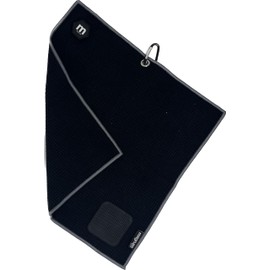 Magnum Golf Magnet Golf Towel (Black/Grey) | Quality Microfiber with Superior Absorbency | Powerful Magnet with Strong Hold | Built-in Club Scrubber | 16in x 16in