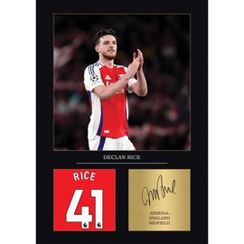 Rice Gift Signed A4 Print Display Framed Arsenal Gifts For Boys Digitally Reproduced Signature Arsenal Gifts Football Gifts For Boys (Framed)