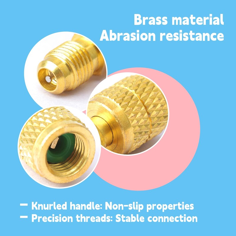 GLOXTED 2Pcs R32 R454B Brass Adapter 1/4 Inch Female to