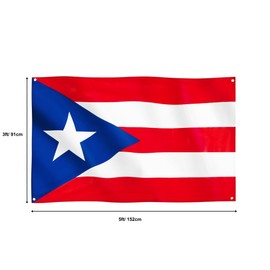 Runesol Puerto Rico Flag, 91 x 152 cm, 4 Eyelets, One in Each Corner, Puerto Rican, La Isla del Encanto, Boricua Flag, Commonwealth, Premium Flags for Indoor Outdoor Banner, Vibrant Colors