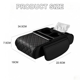 Multifunctional Car Armrest Cushion - 2-in-1 Auto Armrest Cushion, Storage Box, Arm Rest for Car with Tissue Box and Cup Holder