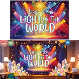 Chumia Vbs 2026 Backdrop 9 x 6 ft Jesus is The Light of The World Background Illumination Theme Vbs Decorations Large Sized Bible Decorative Background Photography Banner Party Decor