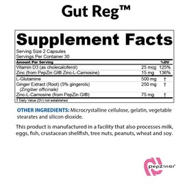 BioTrust Gut Reg Supports a Healthy Gut Lining, Helps Restore Gut Health and Helps Relieve Occasional GI Discomfort with PepZin GI, L-Glutamine and Ginger Extract, Non-GMO, Gluten-Free (60 Capsules)