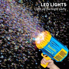 SOYTO Máquinas para Burbujas con 69 Agujeros,Colorido Fuerte Luz de Viento Máquina, Adecuado Juguetes de Verano para niños al Aire Libre,con 6 Aguas de Burbujas,para Fiestas, Cumpleaños, Bodas (Azul)