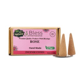 Bless International Rose 100%-Natural-Incense-Cones Handmade-Hand-Dipped Organic-Chemicals-Free for-Purification-Relaxation-Positivity-Yoga-Meditation The-Best-scents (10 Count)