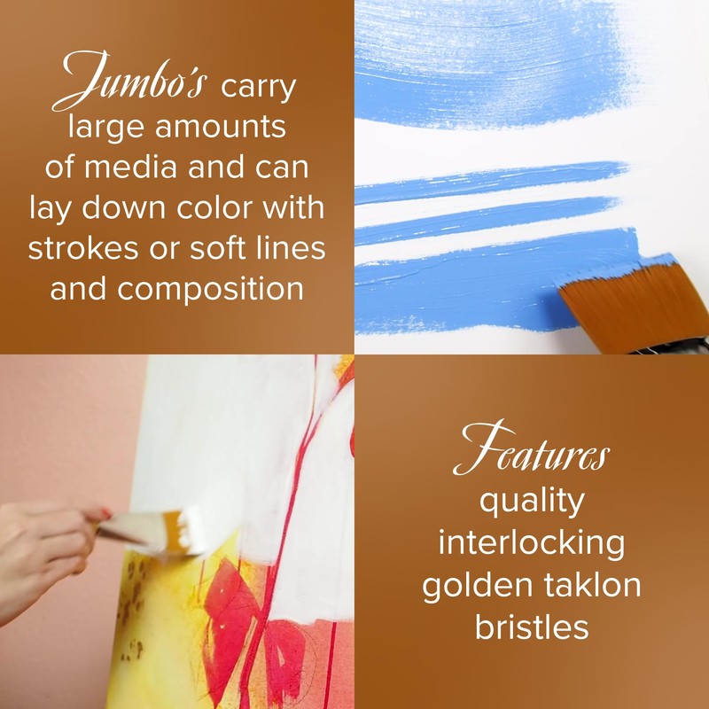 Silver Brush Limited Silver Jumbo Golden Taklon Flat Paintbrush, Size