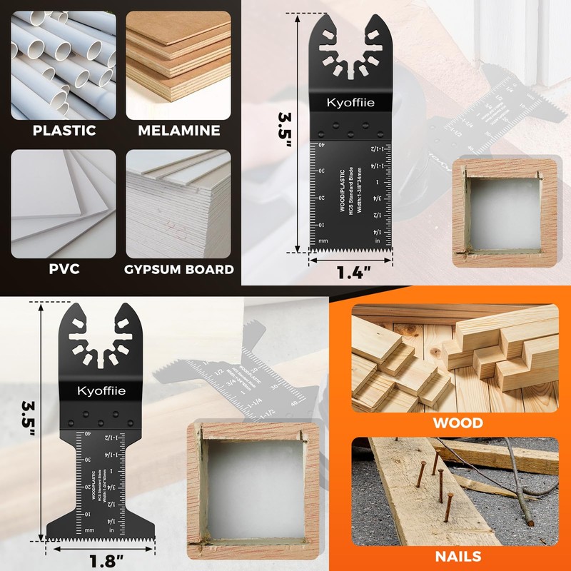 Kyoffiie 100 Pcs Oscillating Tool Blades, Quick Release Multitool Blades