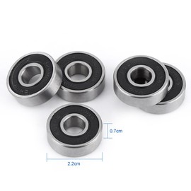 10 PCS 608-2RS Ball Bearing Deep Ball Bearing Mini Bearings Ball 8mm x 22mm x 7mm Rubber Sealed Deep for Skateboards, Inline Skates, and Scooters