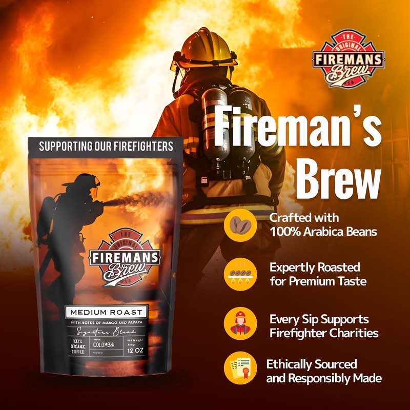 Firemans Brew Medium Roast Coffee – Bold & Robust Ground